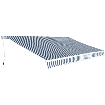 vidaXL Folding Awning Manual-Operated 500 cm Blue and White