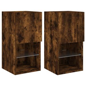 vidaXL 2 Piece TV Cabinet Set with LED Lights Smoked Oak 30,5x30x60 cm