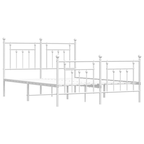 vidaXL Metal Bed Frame without Mattress with Footboard White 140x190cm