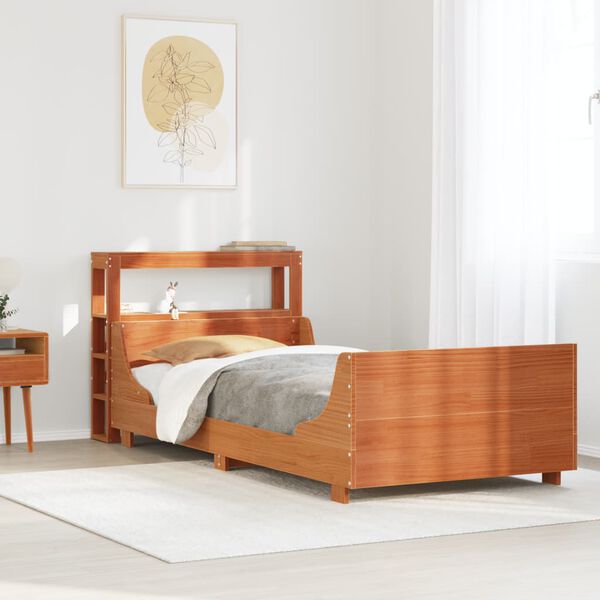 vidaXL Bed Frame without Mattress Wax Brown 90x200 cm Solid Wood Pine