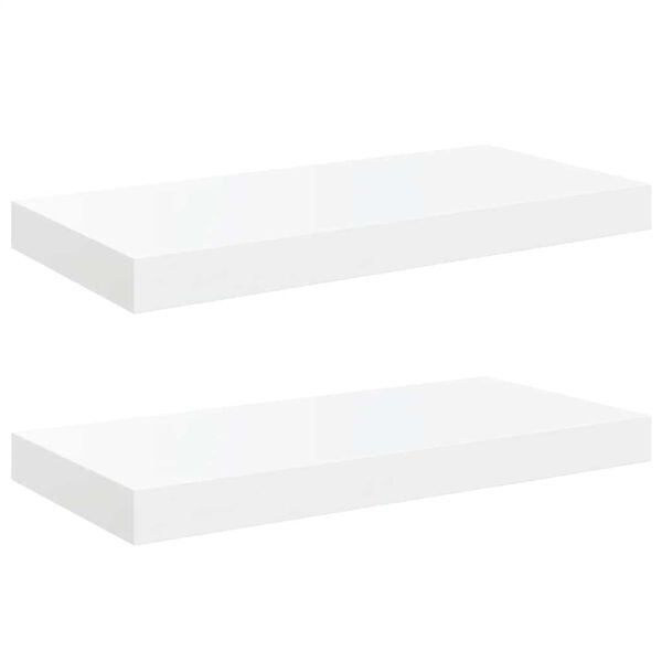 vidaXL Floating Wall Shelves 2 pcs High Gloss White 50x23x3.8 cm MDF