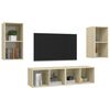 vidaXL Wall-mounted TV Cabinets 4 pcs Sonoma Oak Engineered Wood