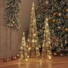 vidaXL Christmas Tree 3 pcs Warm white 20 x 20 x 80 cm PET