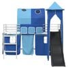 vidaXL Kids'Loft Bed Frame with Curtains, Arch, Slide, Tower