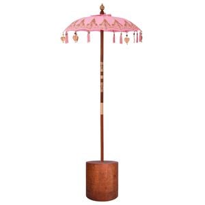 vidaXL Balinese Parasol with Base 2 pcs Pink