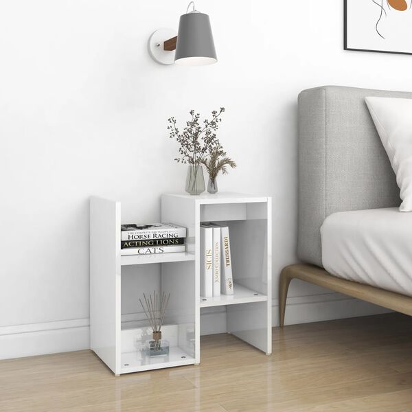 vidaXL Bedside Cabinet High Gloss White 50x30x51.5 cm Engineered Wood