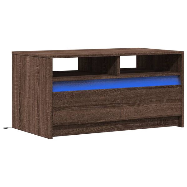 vidaXL Coffee Table with LED Lights Brown Oak Engineered Wood