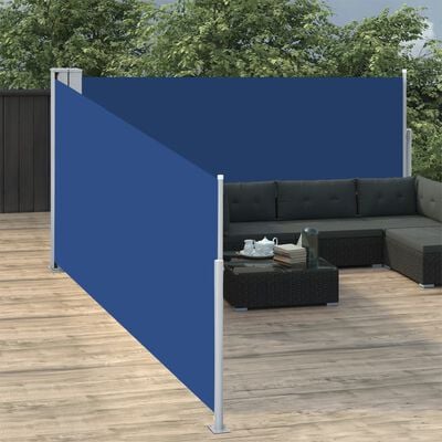 vidaXL Retractable Side Awning Blue 100x1000 cm