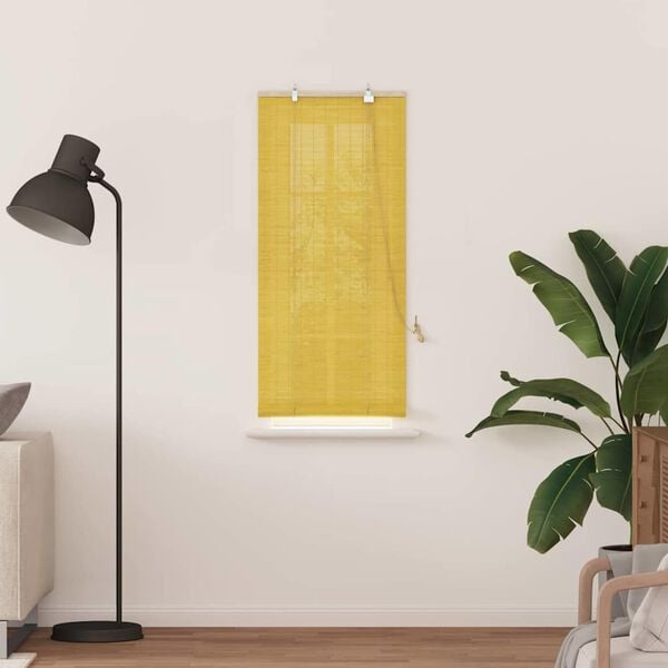 vidaXL Roller Blind with Curtains Manual Yellow 60 x 160 cm Bamboo