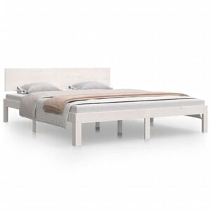 vidaXL Bed Frame without Mattress White Solid Wood Pine 160x200cm