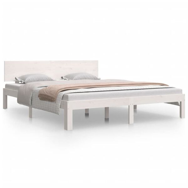 vidaXL Bed Frame without Mattress White Solid Wood Pine 160x200cm