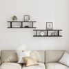 vidaXL Wall Shelves 2 pcs Black Oak 90x18x20 cm Engineered Wood