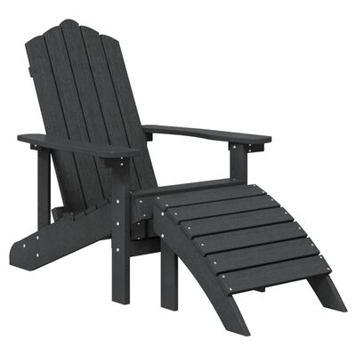 vidaXL Garden Adirondack Chairs 2 pcs with Footstools HDPE Anthracite