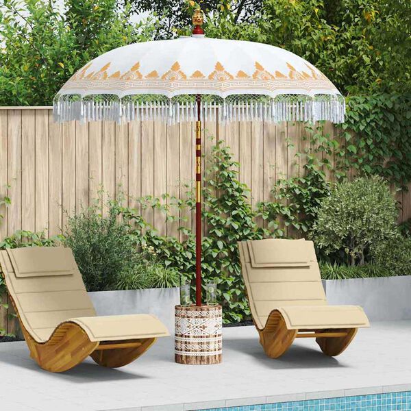 vidaXL Balinese Parasol Cream 215 x 215 x 260 cm Cotton and solid wood