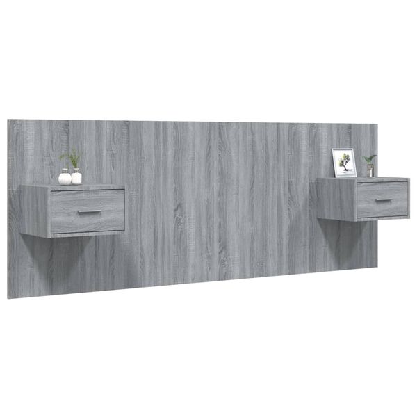 vidaXL Bed Headboard with Cabinets Grey Sonoma Engineered Wood