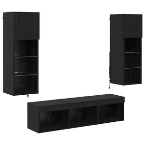 vidaXL TV Wall Units Wall-mounted 5 pcs Black Oak Engineered Wood
