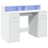 vidaXL Desk with LED Lights White 120x55x91 cm Engineered Wood