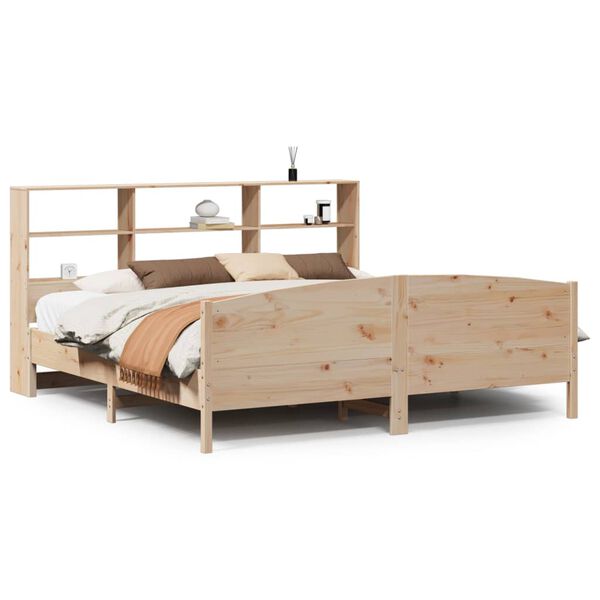 vidaXL Bookcase Bed without Mattress 200x200cm Solid Wood Pine
