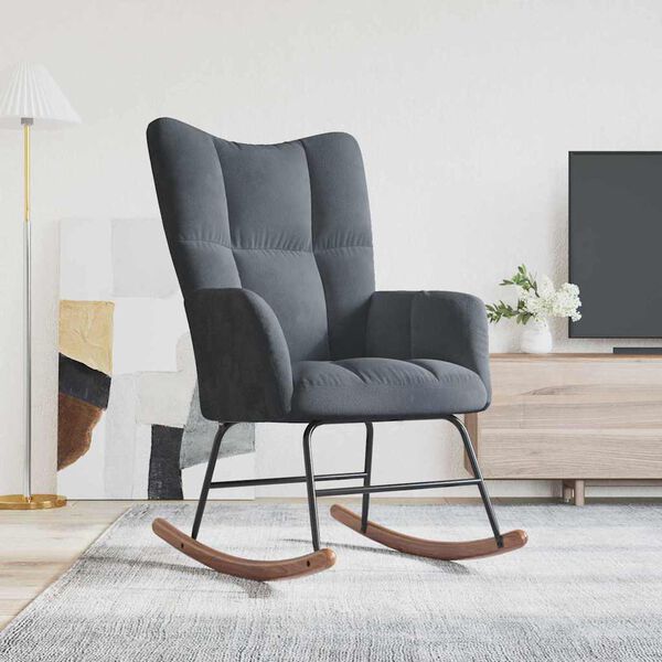 vidaXL Rocking Chair Dark Grey 78 x 61 x 98 cm Velvet