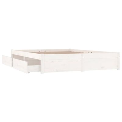 vidaXL Bed Frame with Drawers White 200x200 cm