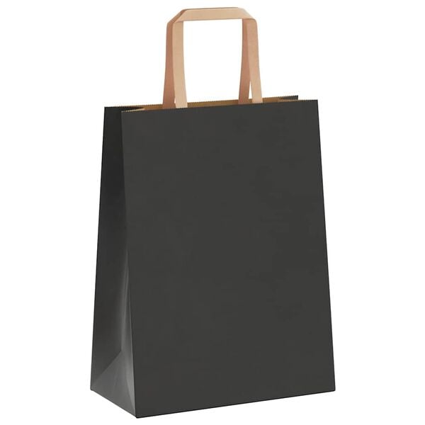 vidaXL Paper Bags 250 pcs with Handles Black 21x11x28 cm