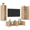 vidaXL 6 Piece TV Wall Units with LED Sonoma Oak Engineered Wood
