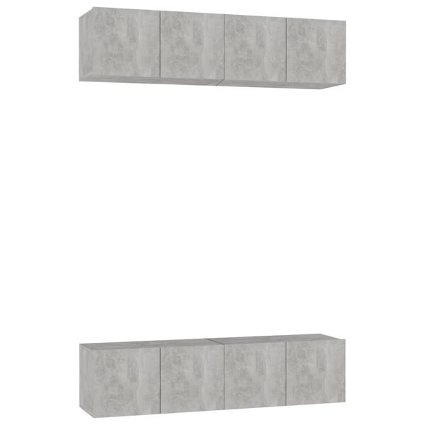 vidaXL TV Cabinets 4 pcs Concrete Grey 60x30x30 cm Engineered Wood