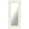 vidaXL Hand Carved Mirror White 110x50 cm Solid Mango Wood