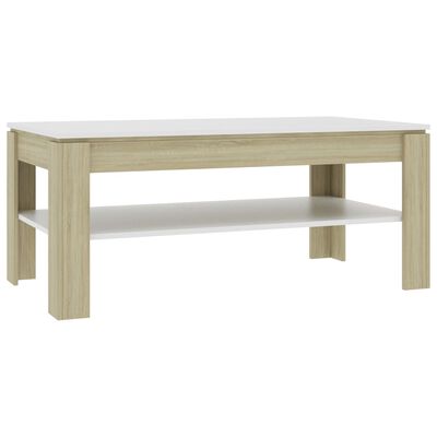 vidaXL Coffee Table White and Sonoma Oak 110x60x47 cm Engineered Wood