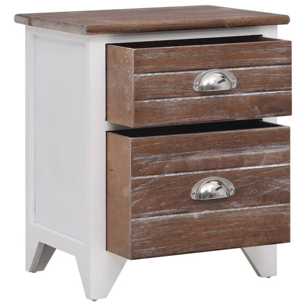 vidaXL Nightstand 2 pcs with 2 Drawers Brown and White