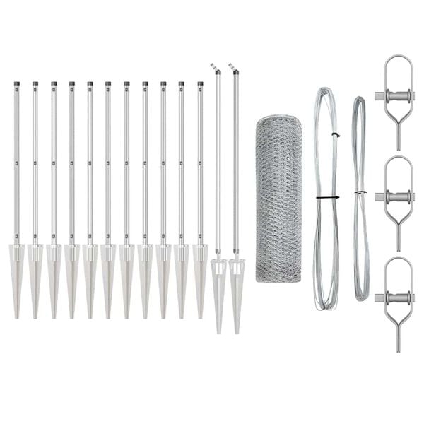 vidaXL Fence Post Silver 25 x 0.4 m (25 mm mesh) Steel