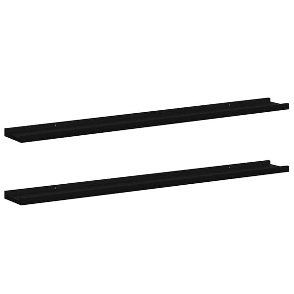vidaXL Wall Shelves 2 pcs Black 100x9x3 cm