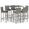 vidaXL 7 Piece Garden Bar Set with Cushions Grey Poly Rattan
