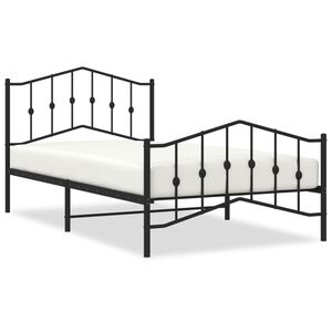 vidaXL Metal Bed Frame without Mattress with Footboard&nbsp;Black 107x203cm