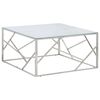 vidaXL Coffee Table Silver Stainless Steel and Tempered Glass
