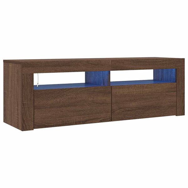 vidaXL TV Cabinet with LED Lights Brown Oak 120x35x40 cm