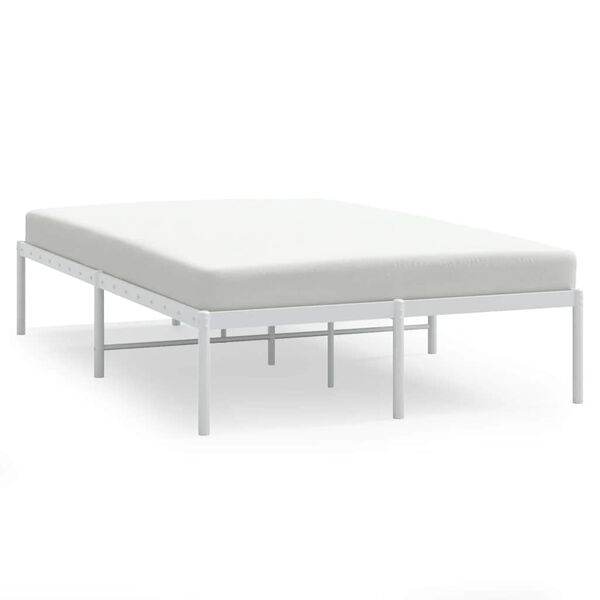 vidaXL Metal Bed Frame without Mattress White 135x190cm