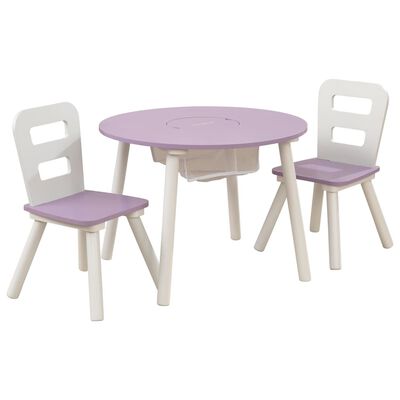KidKraft Children's Round Storage Table and Chair Set Lavender and White
