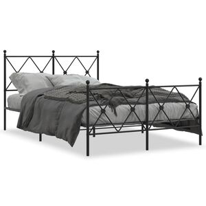 vidaXL Metal Bed Frame without Mattress with Footboard Black 120x200cm