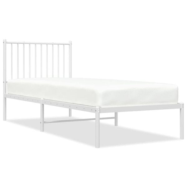 vidaXL Metal Bed Frame without Mattress with Headboard White 80x200cm