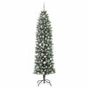 vidaXL Artificial Slim Christmas Tree Green and white 210 cm