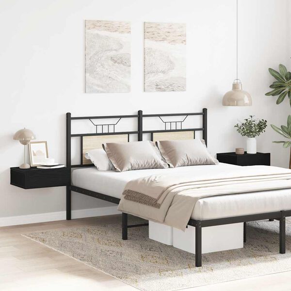 vidaXL Floating Nightstands 2 pcs Black Oak 40x32x15 cm Engineered Wood