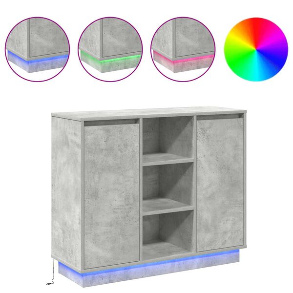vidaXL LED Sideboard Concrete Grey 90 x 32 x 75 cm Engineered Wood