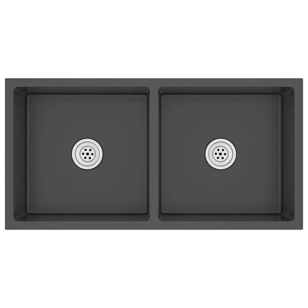 vidaXL Handmade Kitchen Sink Black Stainless Steel