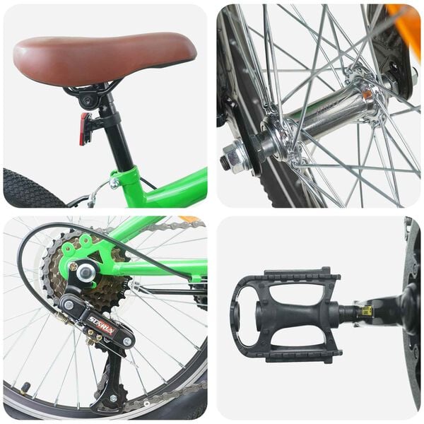 vidaXL Kids Mountain Bike 20'' 6-Speed for 5-8 Years Old Green