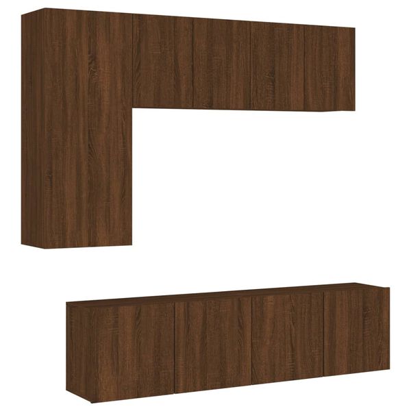vidaXL 5 Piece TV Wall Units Brown Oak Engineered Wood