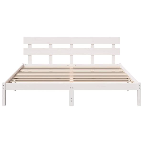 vidaXL Bed Frame with Headboard White 200 x 200 cm Solid Pine wood