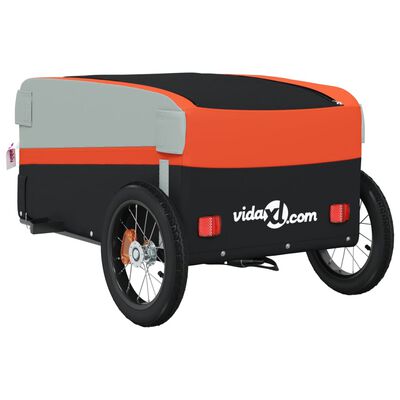 vidaXL Bike Trailer Black and Orange 30 kg Iron