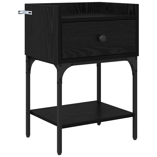 vidaXL Bedside Table Black Oak 40 x 29 x 60 cm Engineered Wood