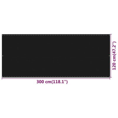 vidaXL Balcony Screen Black 120x300 cm HDPE